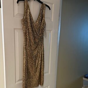 Ralph Lauren Elegant Gold Sequin Dress